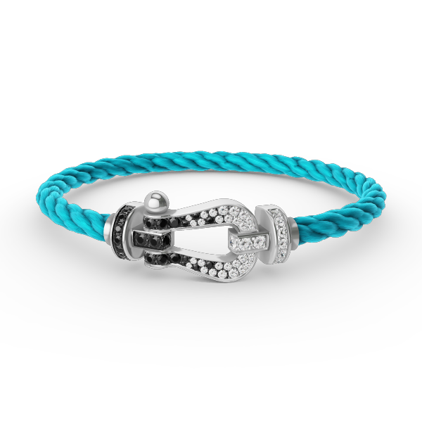 [Max Jewelry ]FORCE LARGE HORSESHOE BLACK WHITE DIAMOND BRACELET SILVER