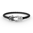 [Plus&Max]FORCE LARGE HORSESHOE BLACK WHITE DIAMOND BRACELET SILVER