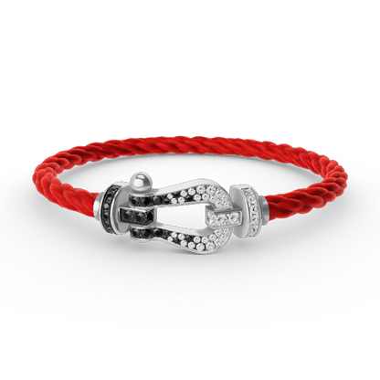 [Max Jewelry ]FORCE LARGE HORSESHOE BLACK WHITE DIAMOND BRACELET SILVER
