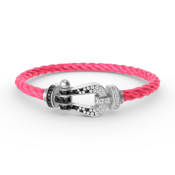 [Max Jewelry ]FORCE LARGE HORSESHOE BLACK WHITE DIAMOND BRACELET SILVER