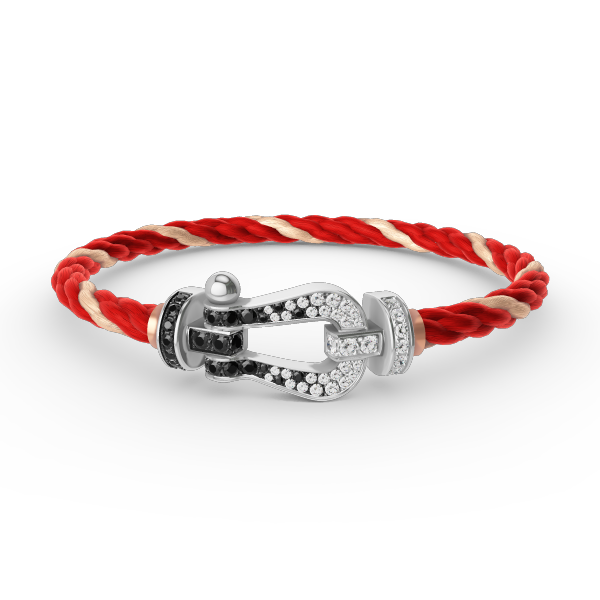 [Max Jewelry ]FORCE LARGE HORSESHOE BLACK WHITE DIAMOND BRACELET SILVER