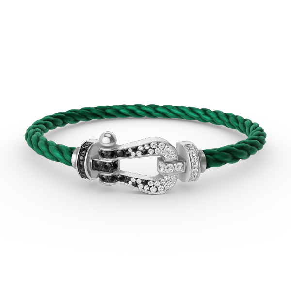 [Max Jewelry ]FORCE LARGE HORSESHOE BLACK WHITE DIAMOND BRACELET SILVER