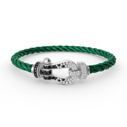[Max Jewelry ]FORCE LARGE HORSESHOE BLACK WHITE DIAMOND BRACELET SILVER