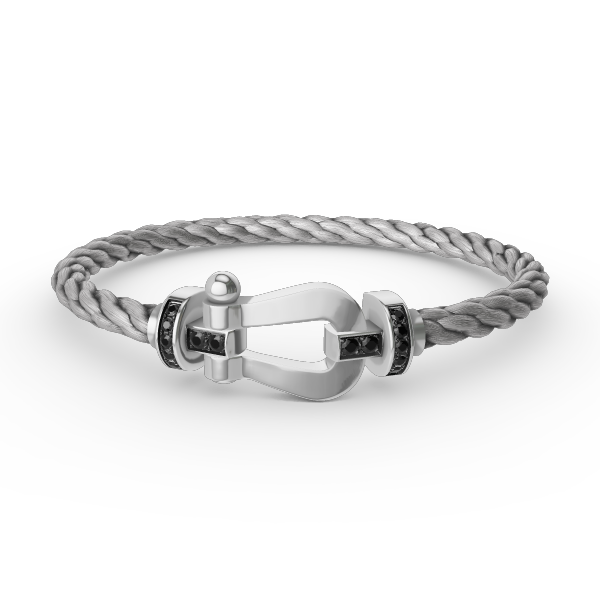 [Max Jewelry ]FORCE LARGE HORSESHOE BLACK DIAMOND BRACELET SILVER