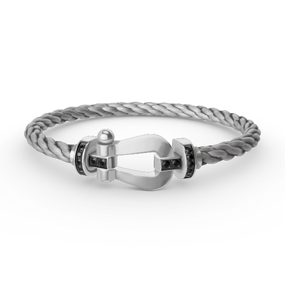 [Max Jewelry ]FORCE LARGE HORSESHOE BLACK DIAMOND BRACELET SILVER