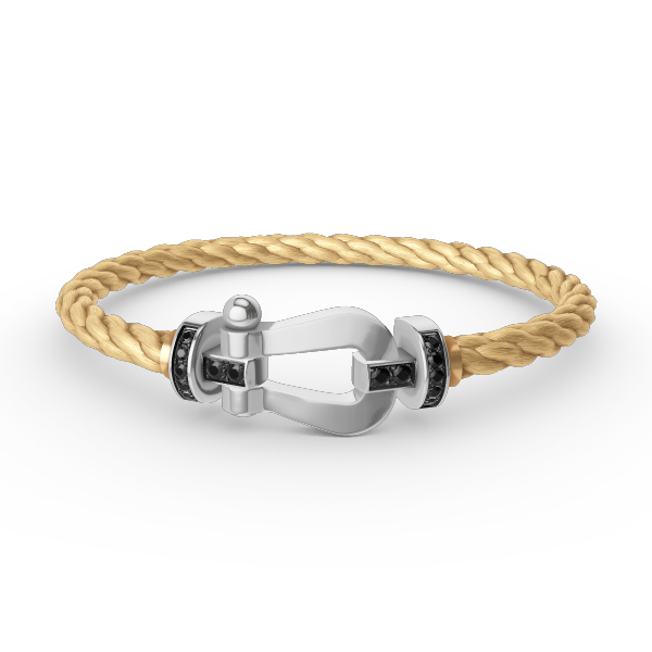 [Max Jewelry ]FORCE LARGE HORSESHOE BLACK DIAMOND BRACELET SILVER