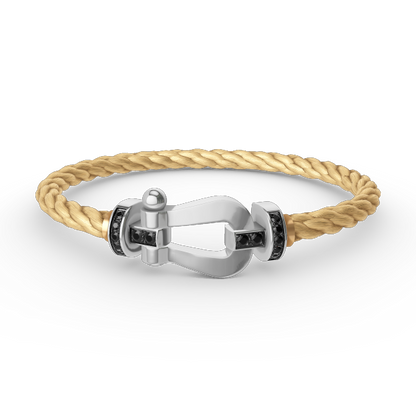 [Max Jewelry ]FORCE LARGE HORSESHOE BLACK DIAMOND BRACELET SILVER