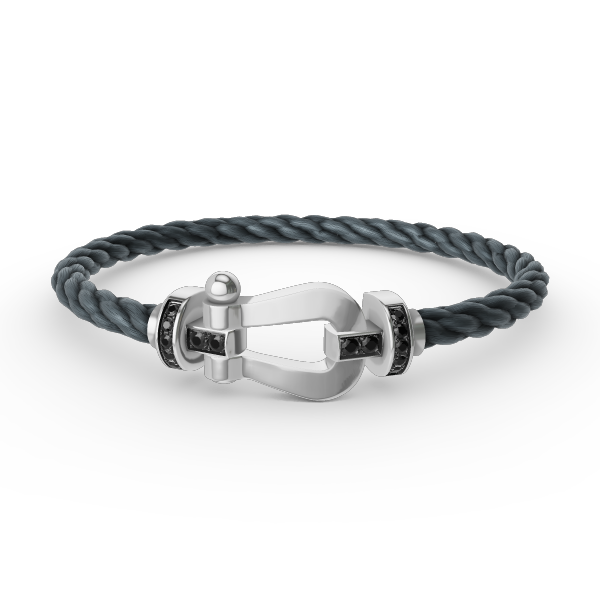[Max Jewelry ]FORCE LARGE HORSESHOE BLACK DIAMOND BRACELET SILVER