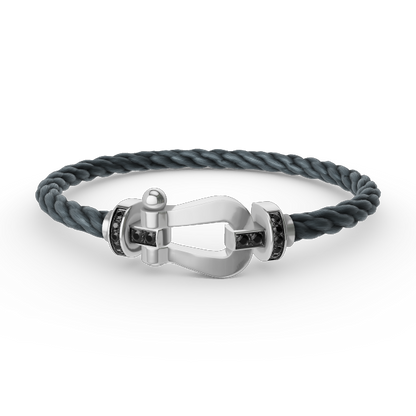 [Max Jewelry ]FORCE LARGE HORSESHOE BLACK DIAMOND BRACELET SILVER