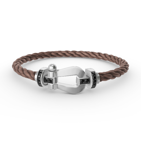 [Max Jewelry ]FORCE LARGE HORSESHOE BLACK DIAMOND BRACELET SILVER