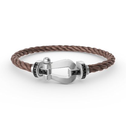 [Max Jewelry ]FORCE LARGE HORSESHOE BLACK DIAMOND BRACELET SILVER