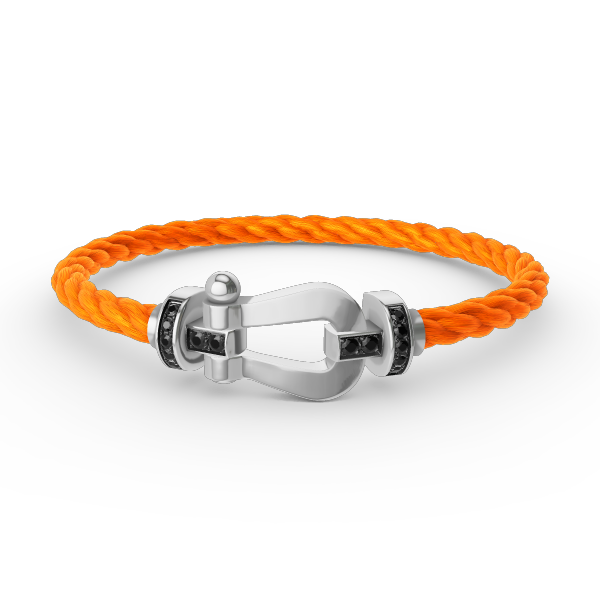 [Max Jewelry ]FORCE LARGE HORSESHOE BLACK DIAMOND BRACELET SILVER
