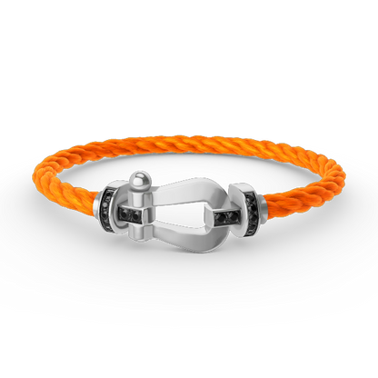 [Max Jewelry ]FORCE LARGE HORSESHOE BLACK DIAMOND BRACELET SILVER