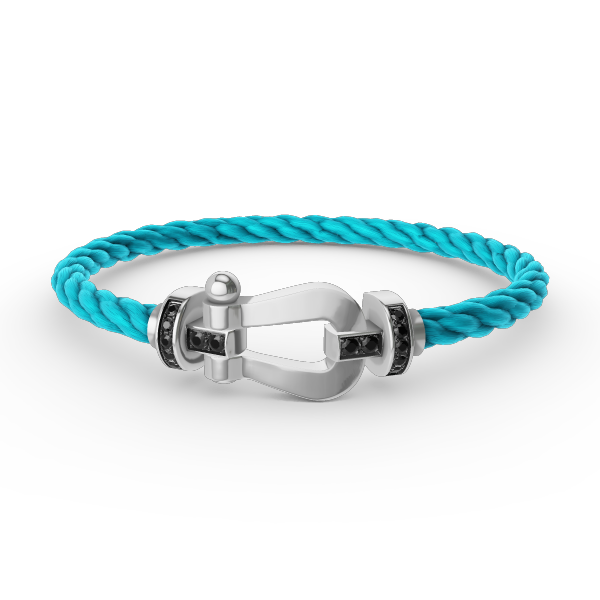 [Max Jewelry ]FORCE LARGE HORSESHOE BLACK DIAMOND BRACELET SILVER