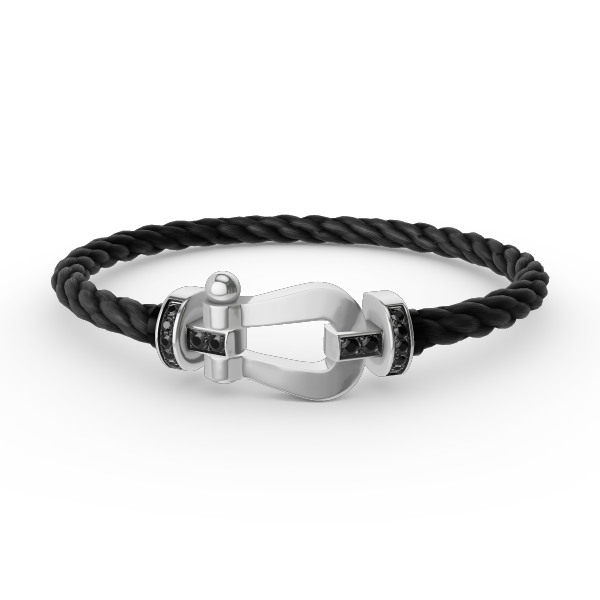 [Max Jewelry ]FORCE LARGE HORSESHOE BLACK DIAMOND BRACELET SILVER