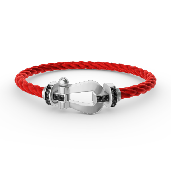 [Max Jewelry ]FORCE LARGE HORSESHOE BLACK DIAMOND BRACELET SILVER