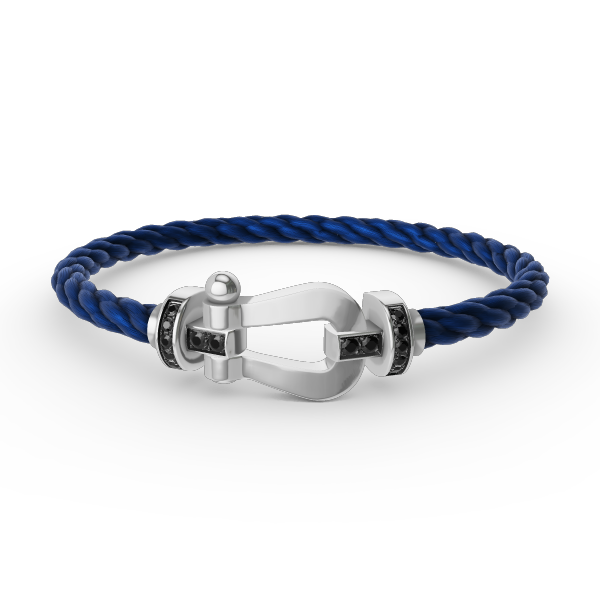 [Max Jewelry ]FORCE LARGE HORSESHOE BLACK DIAMOND BRACELET SILVER