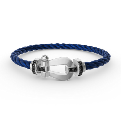 [Max Jewelry ]FORCE LARGE HORSESHOE BLACK DIAMOND BRACELET SILVER