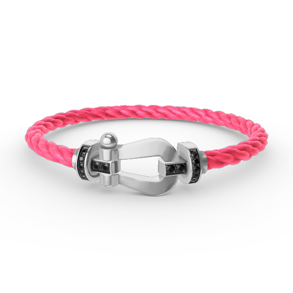 [Max Jewelry ]FORCE LARGE HORSESHOE BLACK DIAMOND BRACELET SILVER