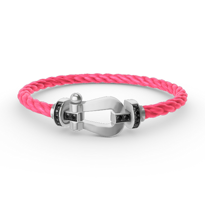 [Max Jewelry ]FORCE LARGE HORSESHOE BLACK DIAMOND BRACELET SILVER