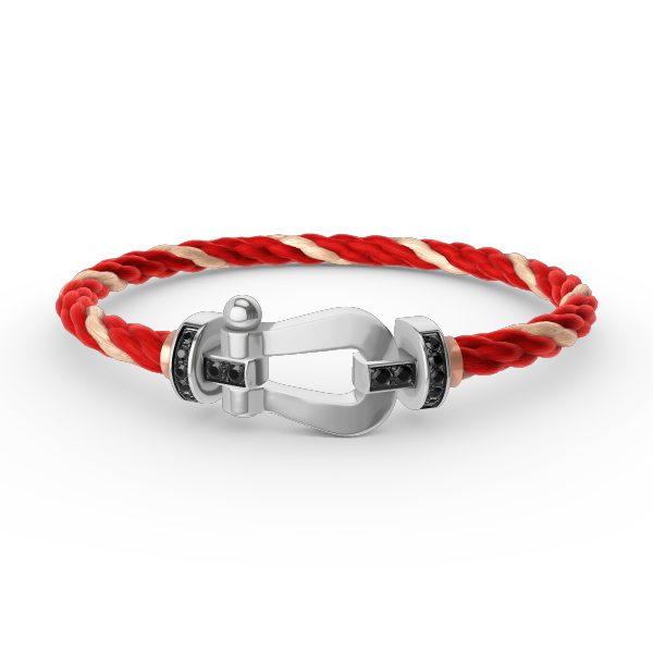 [Max Jewelry ]FORCE LARGE HORSESHOE BLACK DIAMOND BRACELET SILVER