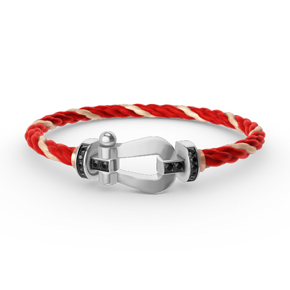 [Max Jewelry ]FORCE LARGE HORSESHOE BLACK DIAMOND BRACELET SILVER