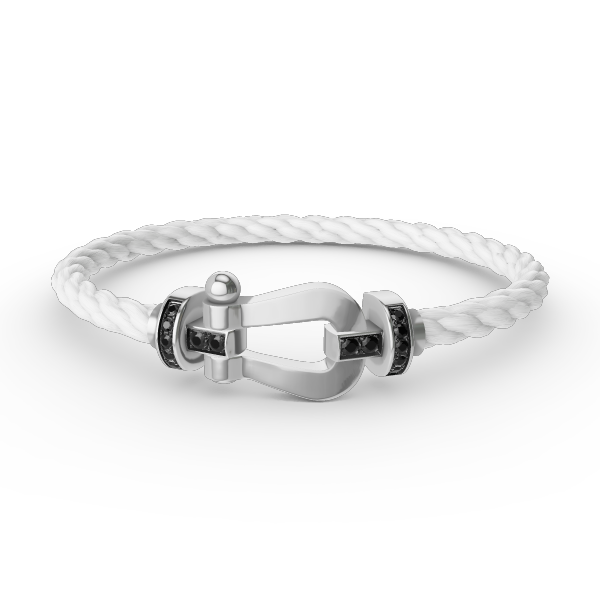 [Max Jewelry ]FORCE LARGE HORSESHOE BLACK DIAMOND BRACELET SILVER