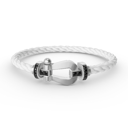 [Max Jewelry ]FORCE LARGE HORSESHOE BLACK DIAMOND BRACELET SILVER