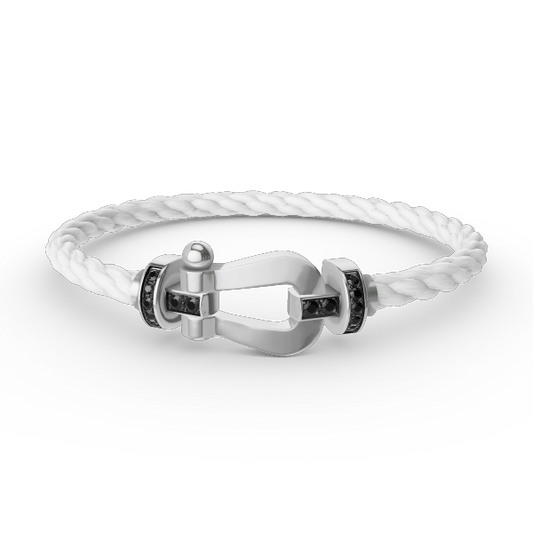 [Max Jewelry ]FORCE LARGE HORSESHOE BLACK DIAMOND BRACELET SILVER