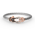 [Plus&Max]FORCE LARGE HORSESHOE BLACK WHITE DIAMOND BRACELET ROSE GOLD