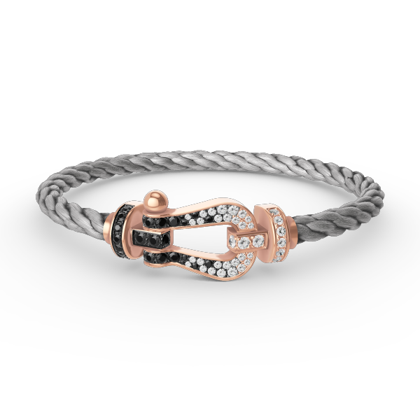 [Max Jewelry ]FORCE LARGE HORSESHOE BLACK WHITE DIAMOND BRACELET ROSE GOLD