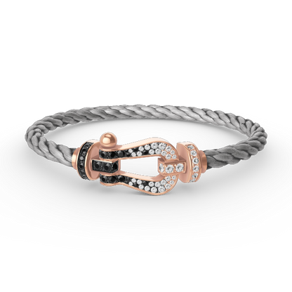[Max Jewelry ]FORCE LARGE HORSESHOE BLACK WHITE DIAMOND BRACELET ROSE GOLD