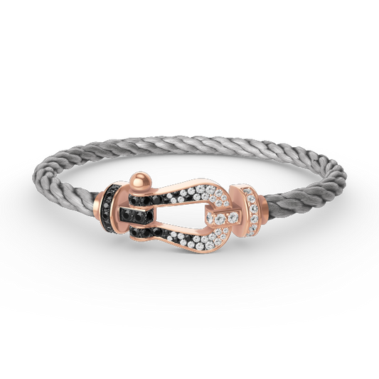 [Max Jewelry ]FORCE LARGE HORSESHOE BLACK WHITE DIAMOND BRACELET ROSE GOLD