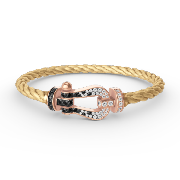 [Max Jewelry ]FORCE LARGE HORSESHOE BLACK WHITE DIAMOND BRACELET ROSE GOLD