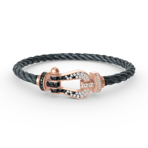 [Max Jewelry ]FORCE LARGE HORSESHOE BLACK WHITE DIAMOND BRACELET ROSE GOLD