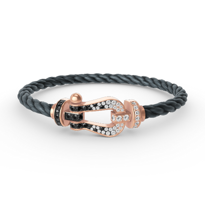 [Max Jewelry ]FORCE LARGE HORSESHOE BLACK WHITE DIAMOND BRACELET ROSE GOLD