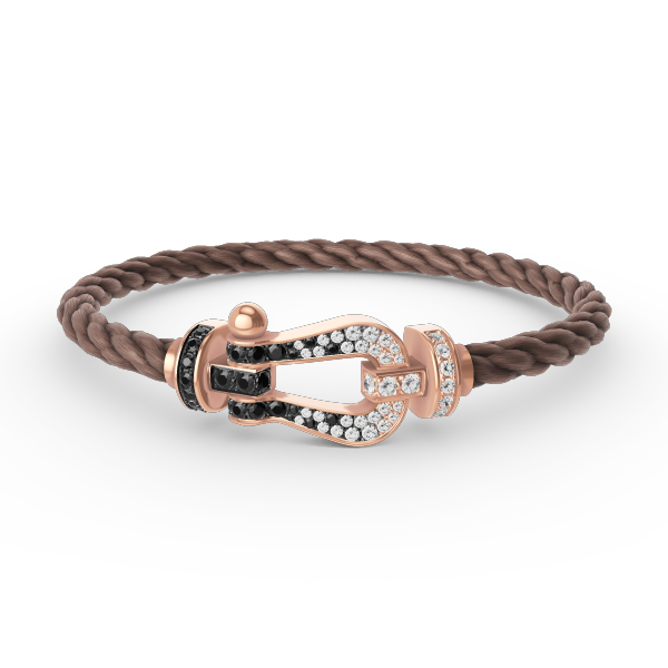 [Max Jewelry ]FORCE LARGE HORSESHOE BLACK WHITE DIAMOND BRACELET ROSE GOLD