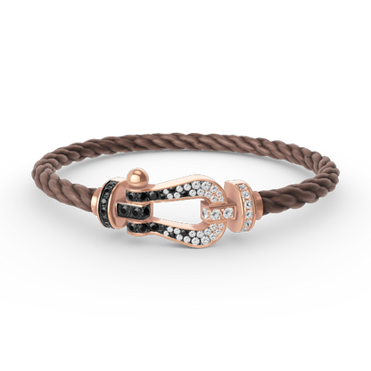 [Max Jewelry ]FORCE LARGE HORSESHOE BLACK WHITE DIAMOND BRACELET ROSE GOLD