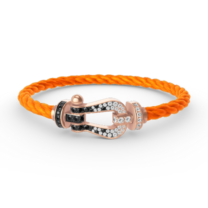 [Max Jewelry ]FORCE LARGE HORSESHOE BLACK WHITE DIAMOND BRACELET ROSE GOLD
