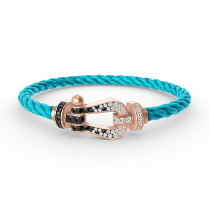 [Max Jewelry ]FORCE LARGE HORSESHOE BLACK WHITE DIAMOND BRACELET ROSE GOLD