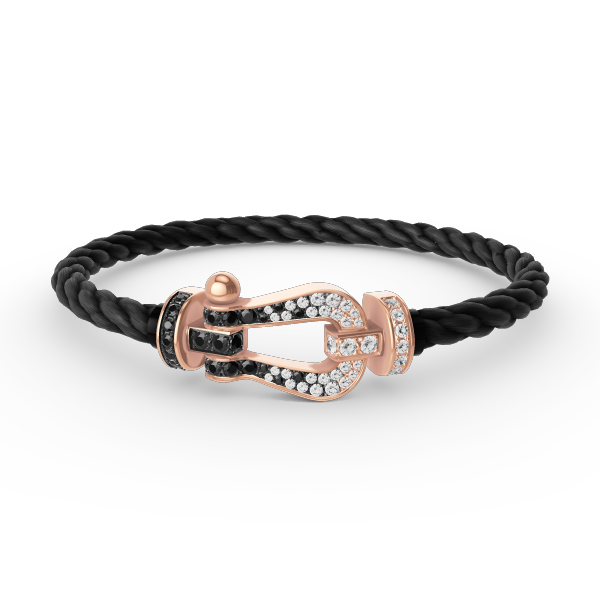 [Max Jewelry ]FORCE LARGE HORSESHOE BLACK WHITE DIAMOND BRACELET ROSE GOLD