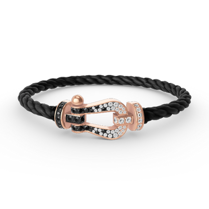 [Max Jewelry ]FORCE LARGE HORSESHOE BLACK WHITE DIAMOND BRACELET ROSE GOLD