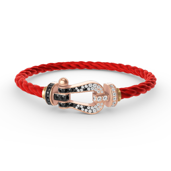 [Max Jewelry ]FORCE LARGE HORSESHOE BLACK WHITE DIAMOND BRACELET ROSE GOLD