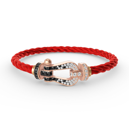 [Max Jewelry ]FORCE LARGE HORSESHOE BLACK WHITE DIAMOND BRACELET ROSE GOLD