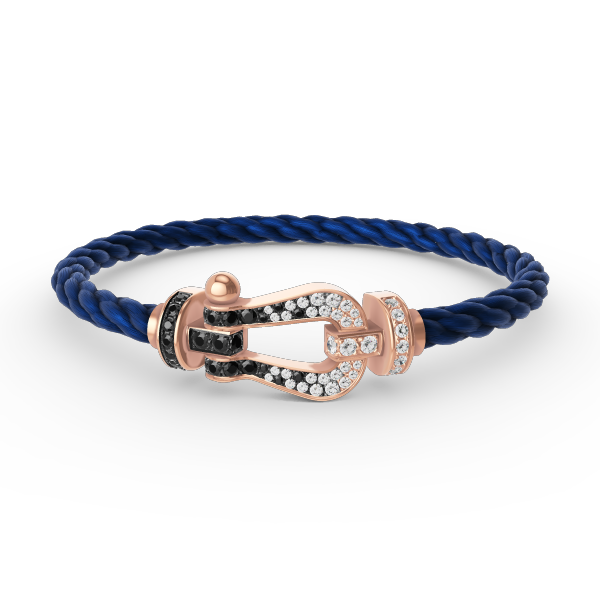 [Max Jewelry ]FORCE LARGE HORSESHOE BLACK WHITE DIAMOND BRACELET ROSE GOLD