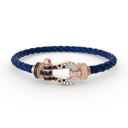 [Max Jewelry ]FORCE LARGE HORSESHOE BLACK WHITE DIAMOND BRACELET ROSE GOLD