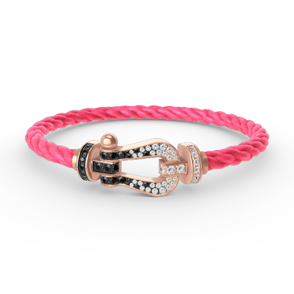 [Max Jewelry ]FORCE LARGE HORSESHOE BLACK WHITE DIAMOND BRACELET ROSE GOLD