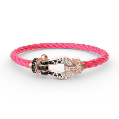 [Max Jewelry ]FORCE LARGE HORSESHOE BLACK WHITE DIAMOND BRACELET ROSE GOLD
