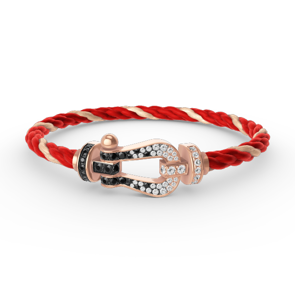 [Max Jewelry ]FORCE LARGE HORSESHOE BLACK WHITE DIAMOND BRACELET ROSE GOLD