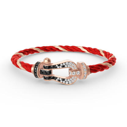 [Max Jewelry ]FORCE LARGE HORSESHOE BLACK WHITE DIAMOND BRACELET ROSE GOLD